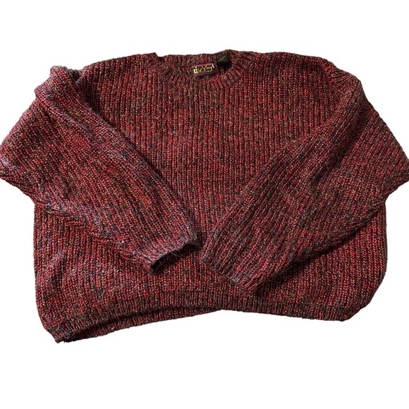 Ivy Vintage women's size large Red and black sparkling knit crew neck sw… - Picture 1 of 5